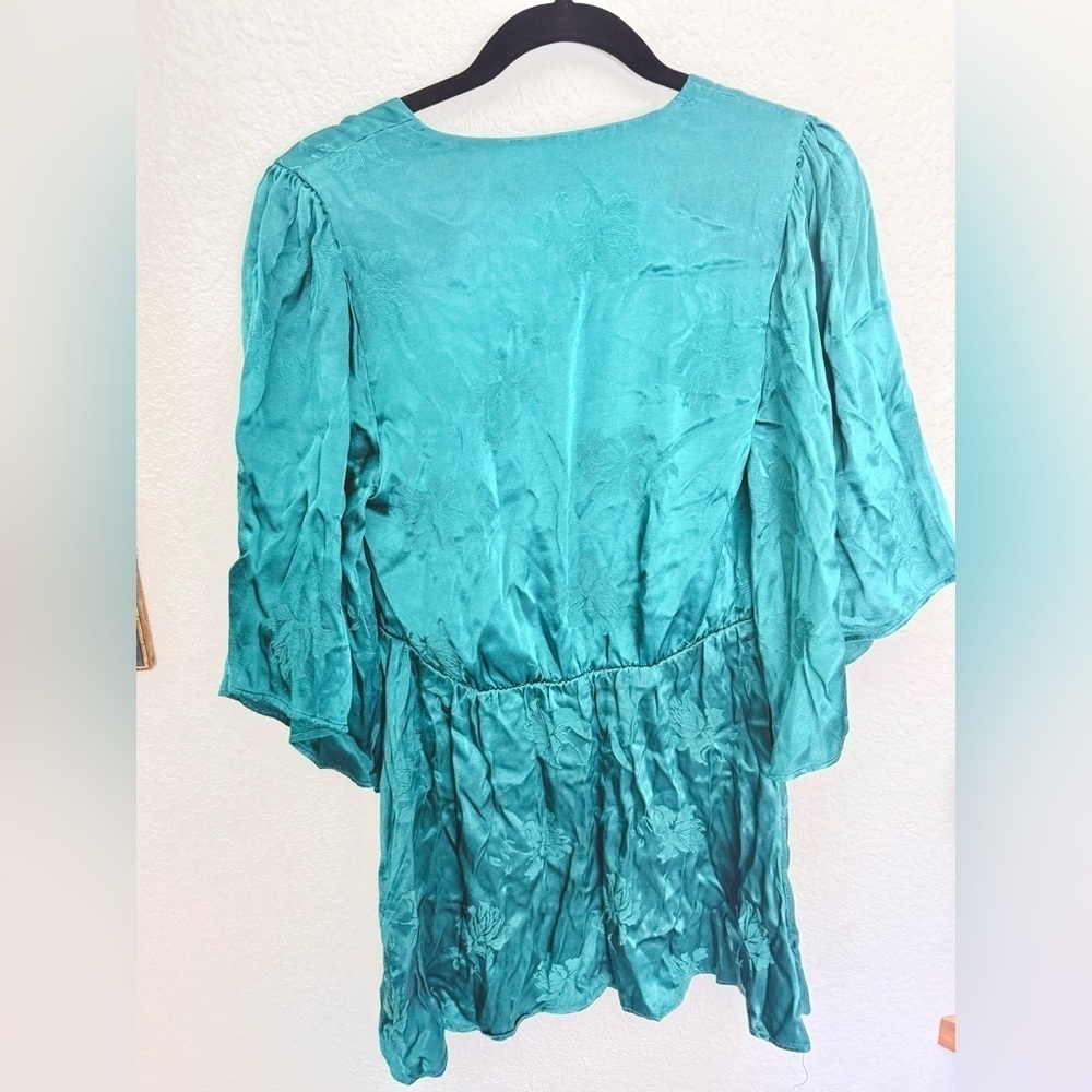 Lovers & Friends Satin Floral Bell Sleeve Boho Mini Dress - Picture 6 of 6